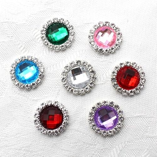 Hoxekle 10Pcs/Lot 16Mm Rhinestone Buttons Acrylic Diamond Button Invitation Gail Hair Bowknot Flower Accessory (Color : 14) #TOP2