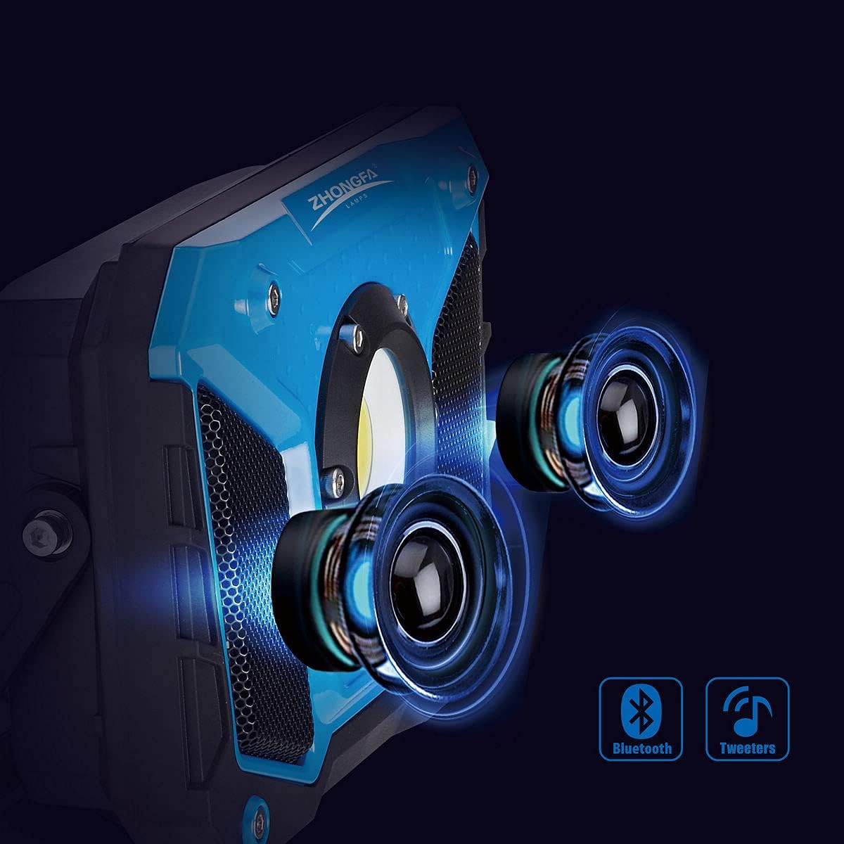 15W Rechargeable Work Light with Bluetooth Speakers,3 Modes Outdoor