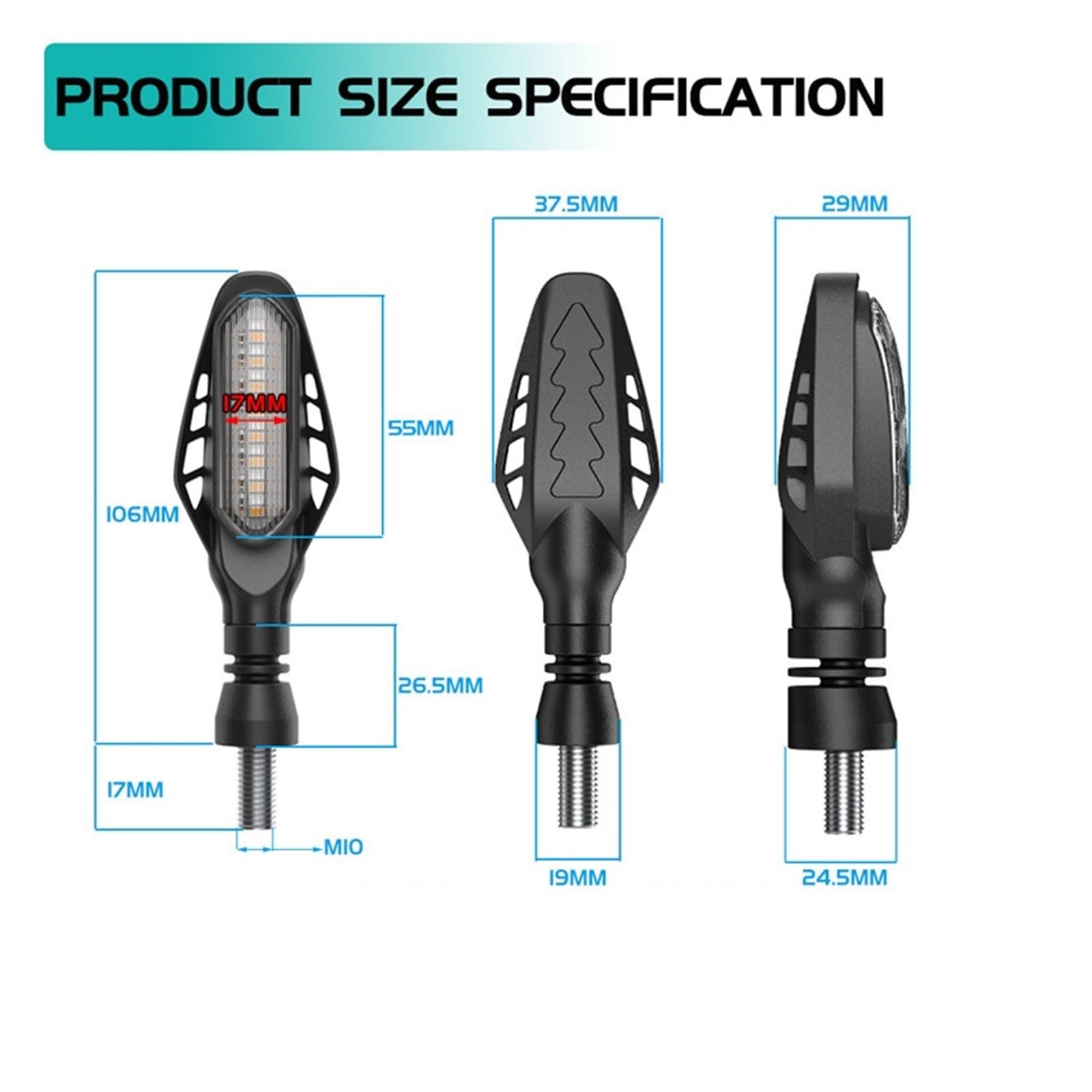 Indicatori di direzione moto Luce LED 12V 10mm Indicatoris Motos