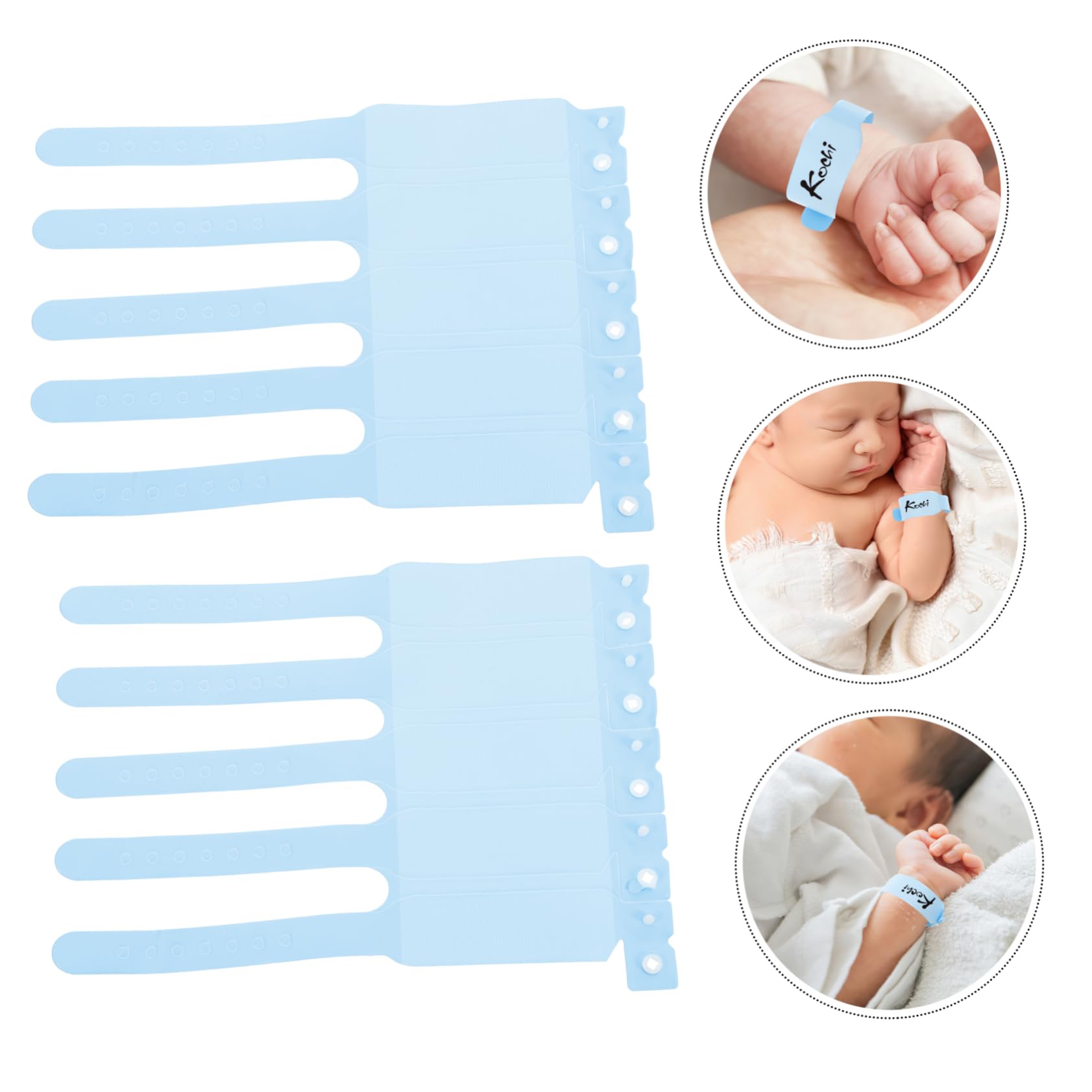 Healvian 100 Stück Einweg Pvc Armbänder für Neugeborene Hautfreundlich Blaue Identifikationsarmbänder für Krankenhausgebrauch