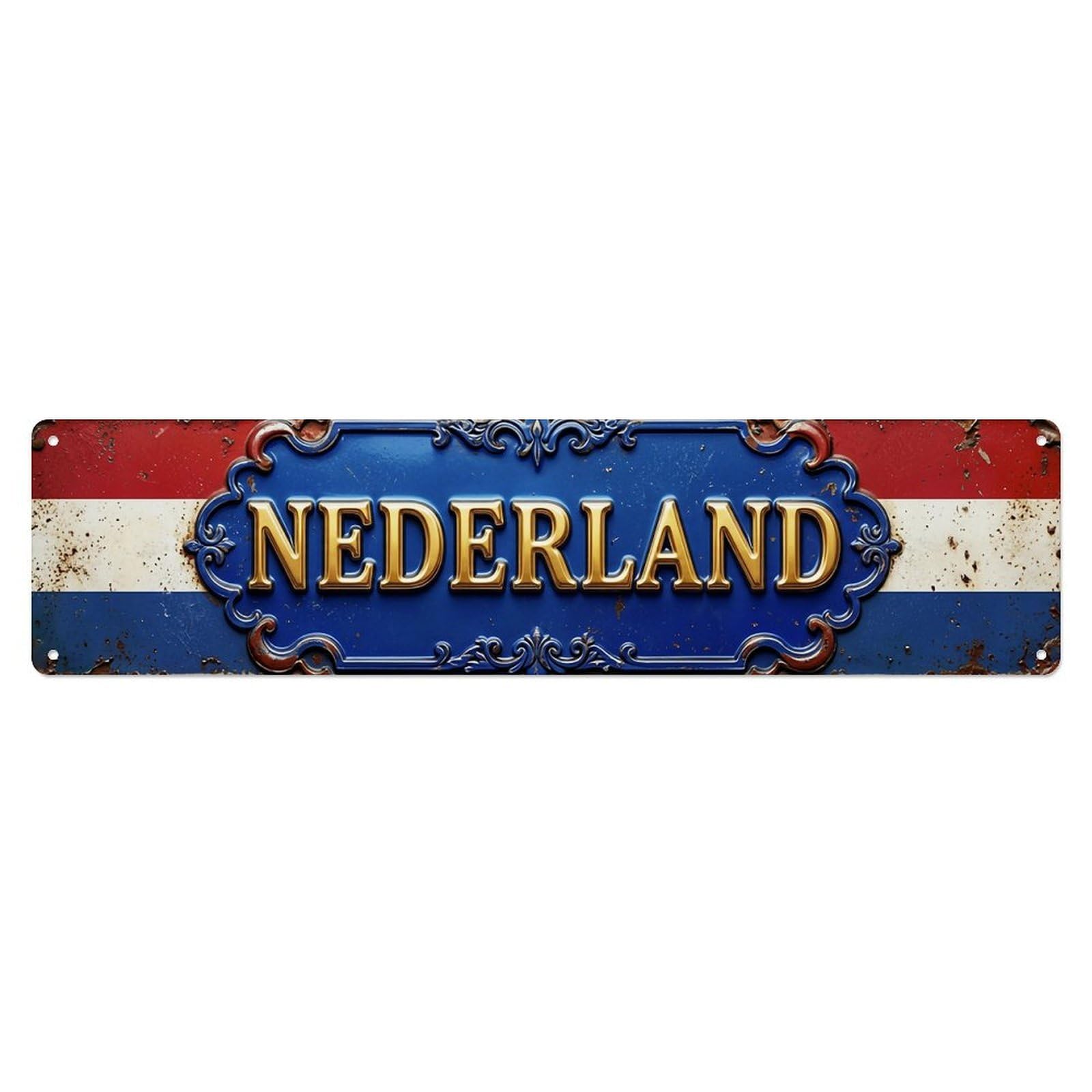 Okahys 4X16inch(10X40cm) Netherlands Flag Antique Emblem Vintage Metal Tin Sign
