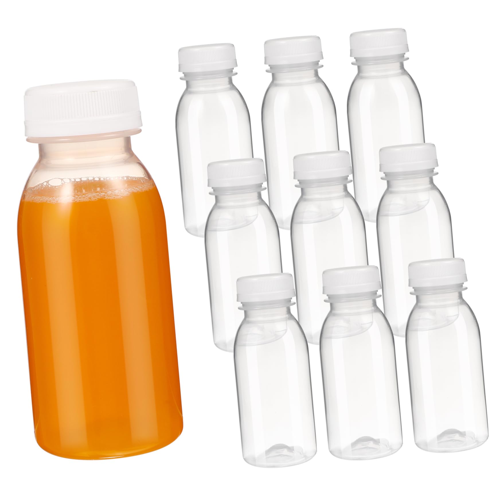 BUGUUYO 10pcs Drink Bottle with Lid Clear Candy Jars Juicing Bottles Plastic Water Bottle Milk Container Reusable Drink Plastic Bottles with Lids Pet Bottles Child Juice The Pet Vial