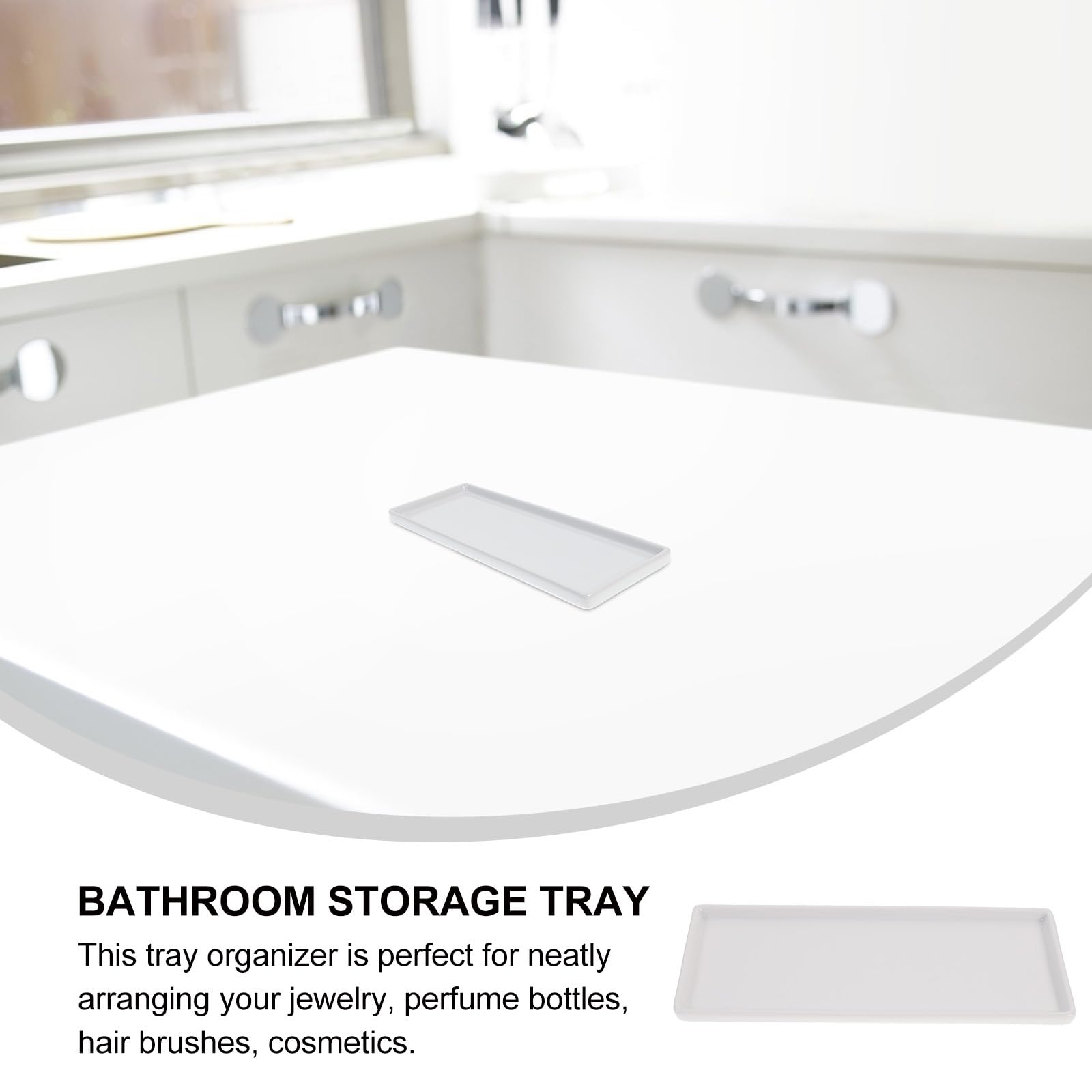 Cabilock Vassoio Portaoggetti in Ceramica Bianca, Vassoio Rettangolare Per Bagno, Organizer Per Profumi E Gioielli, Porta Spazzolini E Sapone, Ideale Per Casa E Hotel