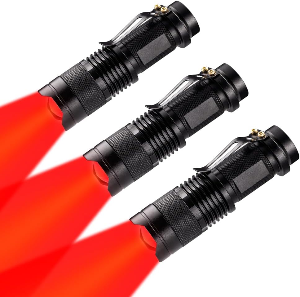 (Pack of 3) Single Mode Red Light Flashlight, 1 Mode Red LED Flashlight Red Flashlight Torch, Red LED Red Light For Astronomy, Aviation, Night Observation