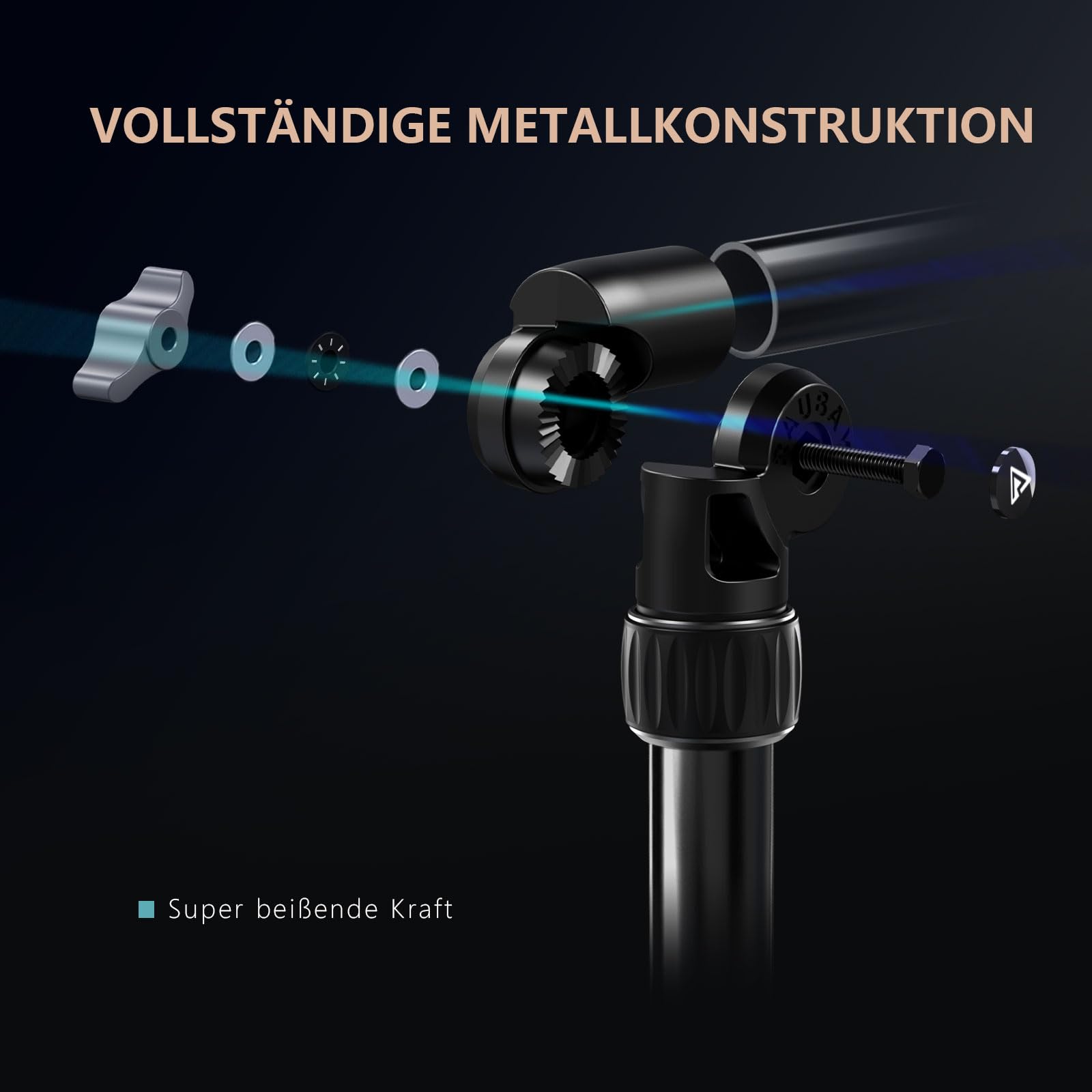 【Ganz aus Metall】RAUBAY Desktop Magic Arm, Overhead-Kamera-Tischhalterung, Tischleuchtenstativ mit 1/4-Zoll-Kugelkopf, 3/8-Zoll & 5/8-Zoll-Adapter, C-Klemme für DSLR, Webcam, Mikrofon, Projektor DMA01