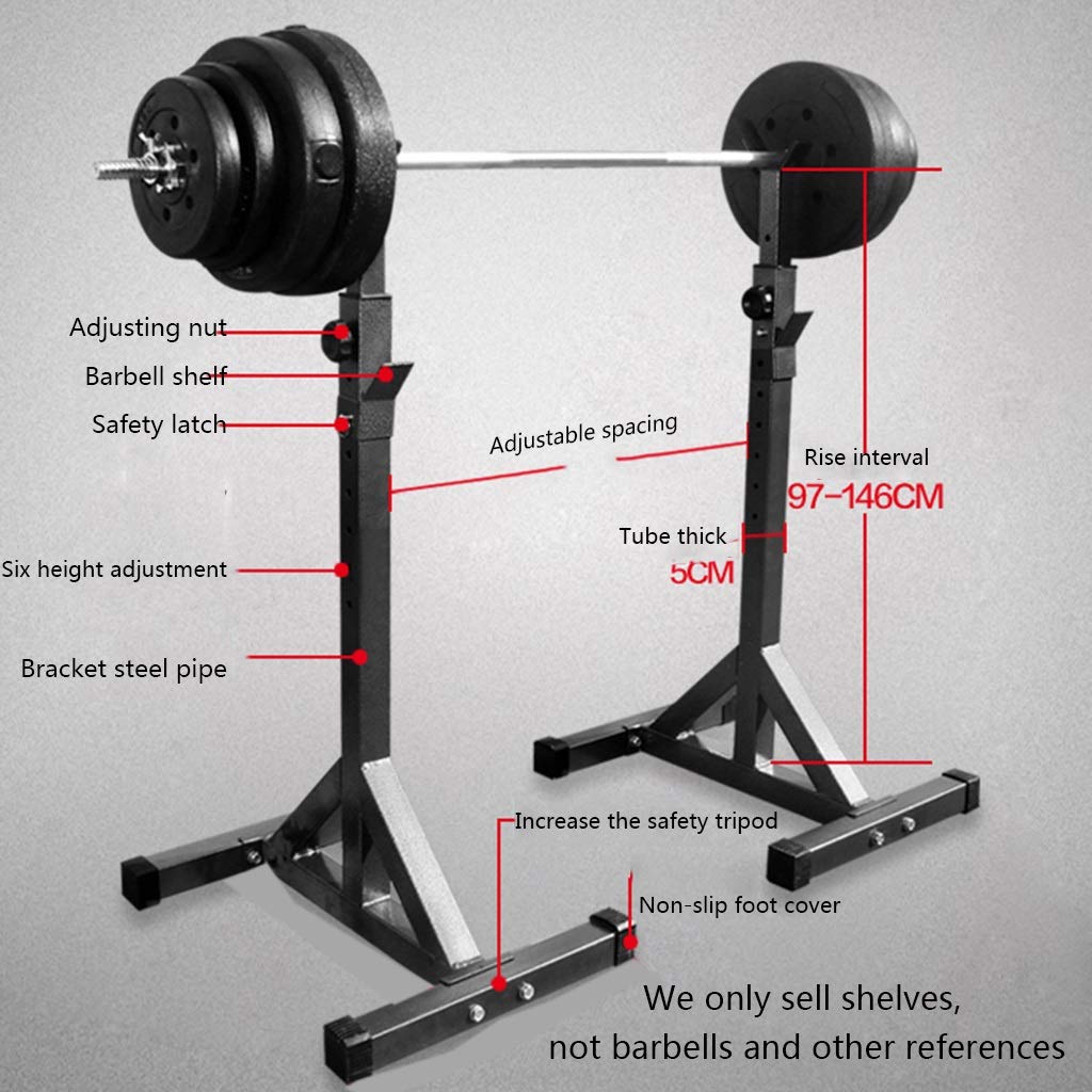Aparato para sentadillas Press de banca Estante para barra de fitness para hombre Estante multifuncional Soporte ajustable Gimnasio casero en casa Soporte de entrenamiento de fuerza Solo vende estante