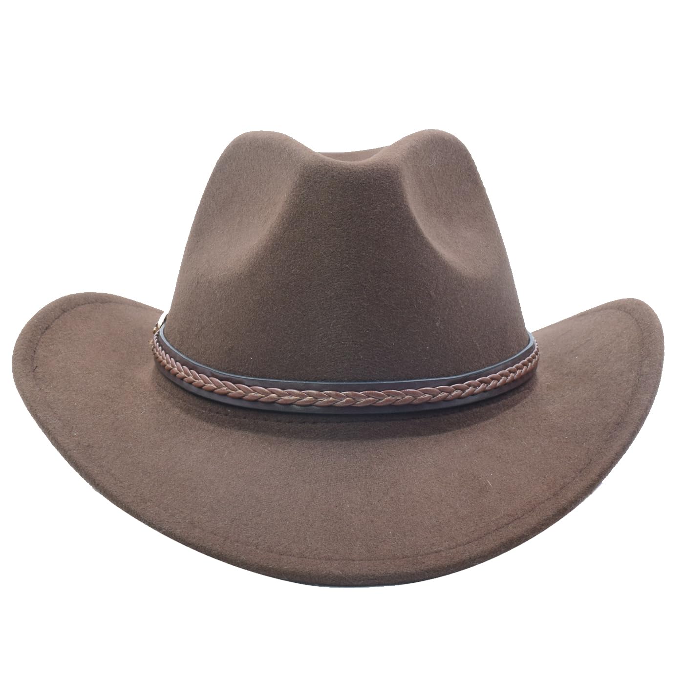 Cappello da cowgirl da cowboy occidentale classico in feltro a tesa larga da uomo e donna con fibbia per cintura