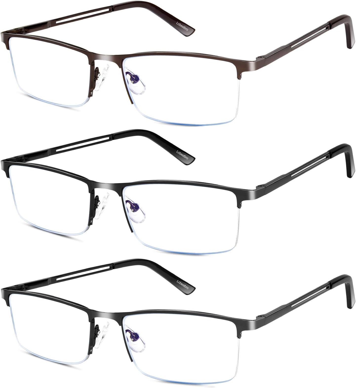 Reading Glasses for Men, 4.0 Blue Light Blocking Reading Glasses Metal Readers