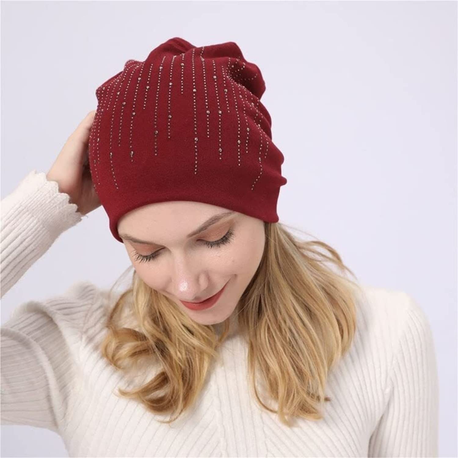 Bonnet Hiver Slouchy Knit Beanie Hat pour Les Femmes Hiver Doux Chaud Dames Tricoté Tête De Mort Bonnets Cap Bonnets Chaud