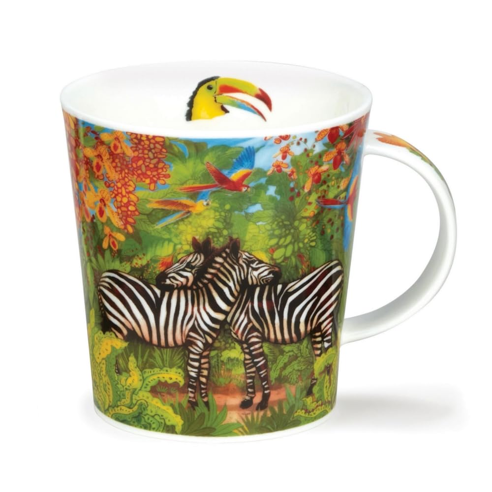 Dunoon Lomond Fine Bone China Tropical Design Mug Utopia (LO-UTOP-Zebra), White