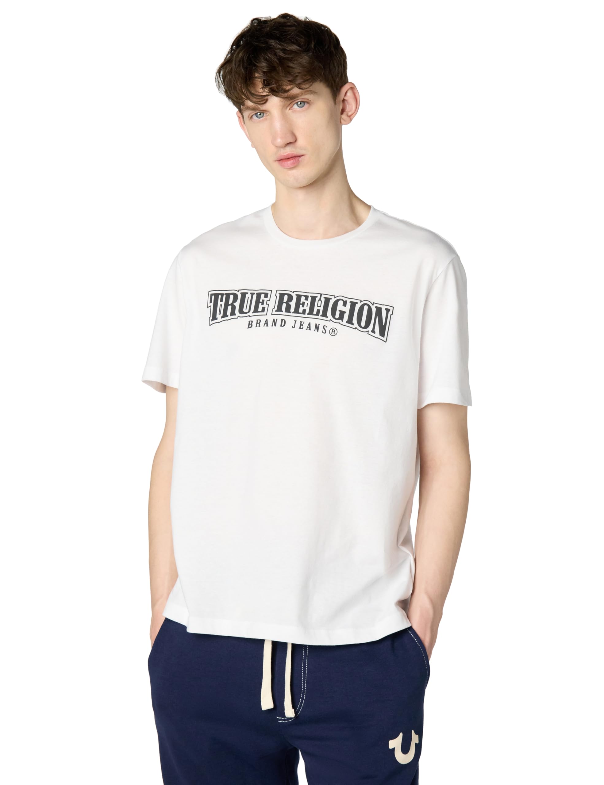 True Religion Men's Relaxed Overt Painted Tee, Optic White, XXL
