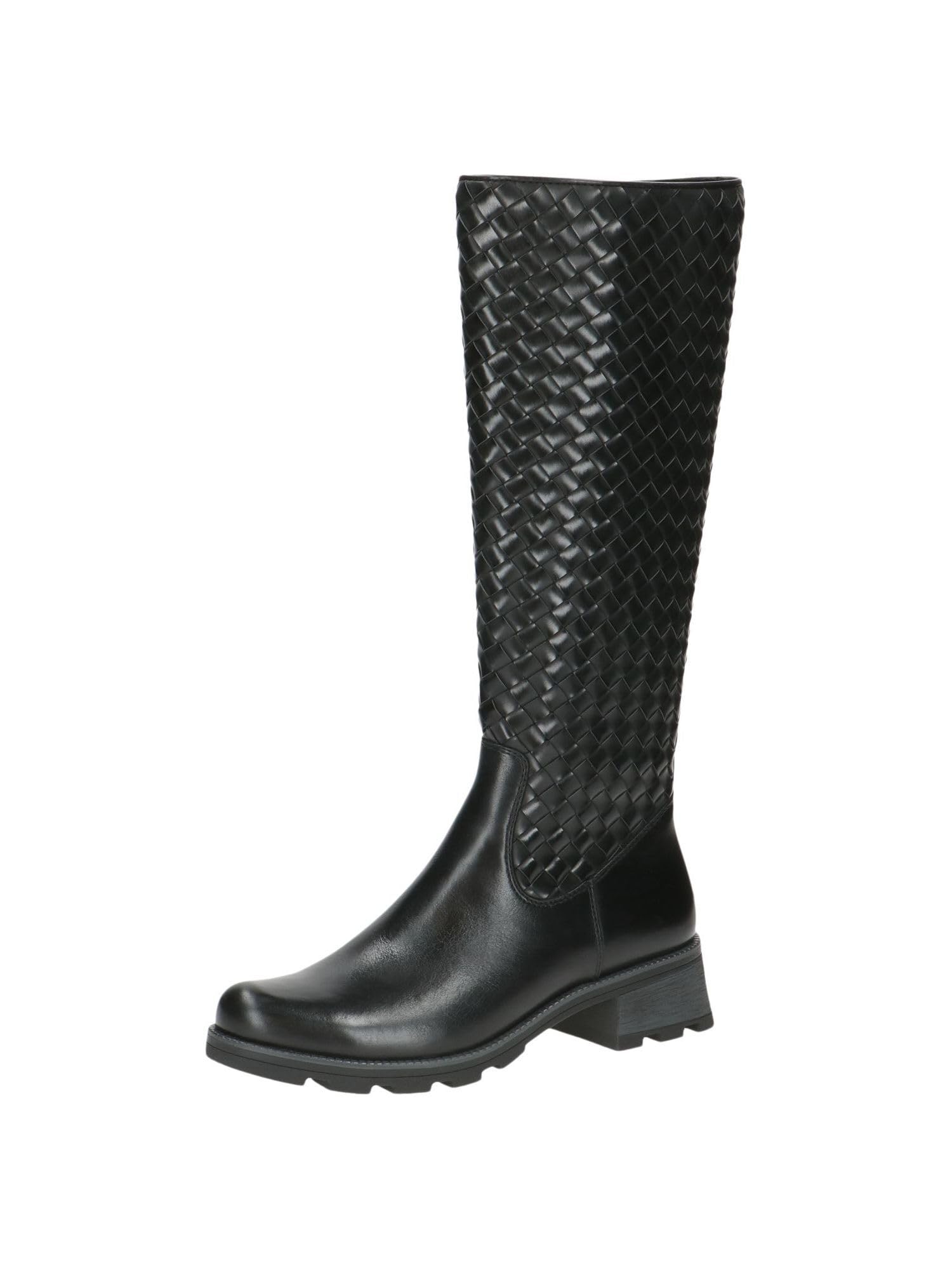 CAPRICE Women's tall heeled boots knee-high with zipper, Black (Black Nappa), 4.5 UK
