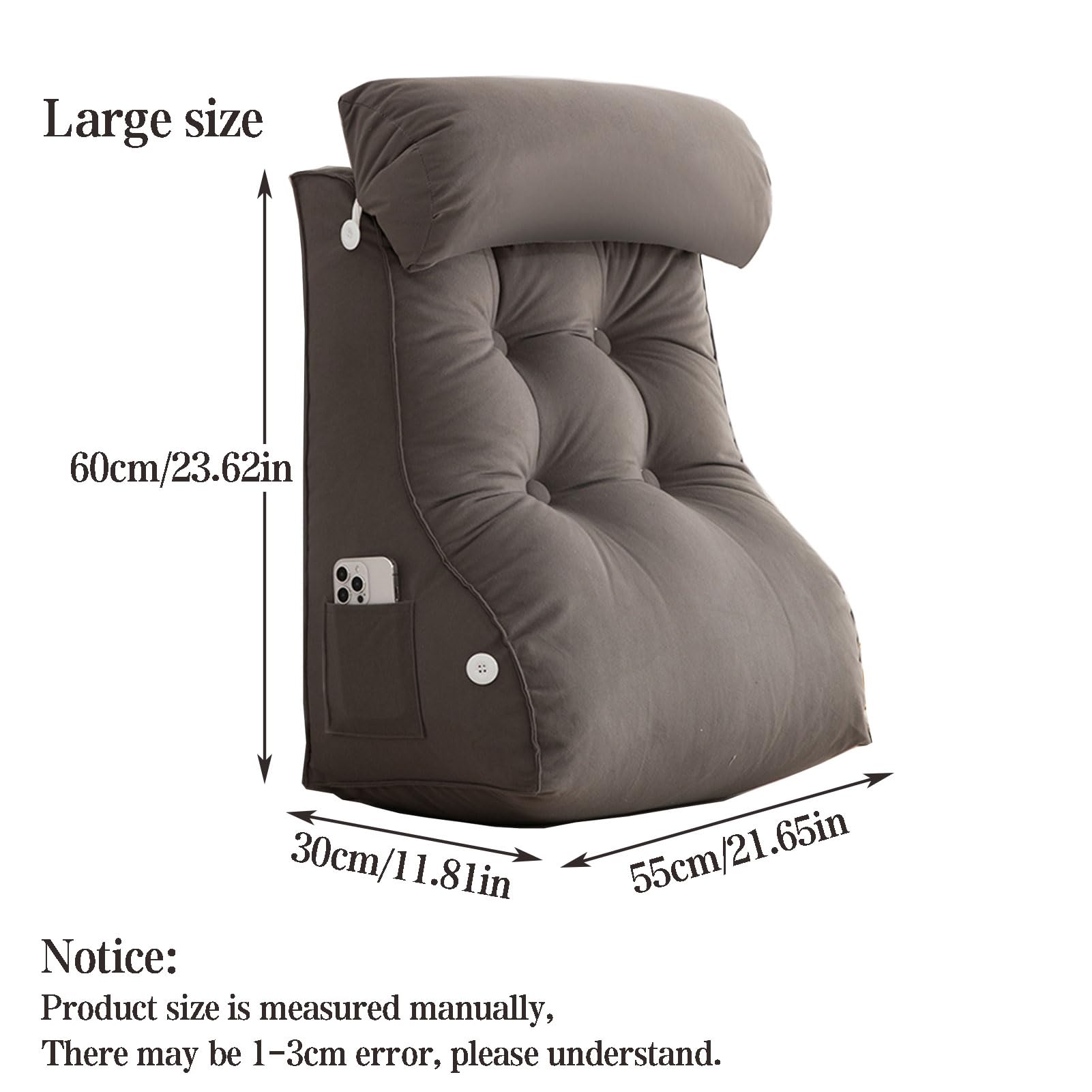 Cuscino a cuneo triangolare ergonomico per letto e divano, lavabile, ideale per lavoro, lettura o gioco su letto/pavimento/divano