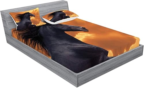 Miniatura 157 de Ambesonne - Juego de sábanas bajeras y fundas de almohada, diseño clásico botánico, plantas de jardín vintage, juego de 3 piezas con estampado