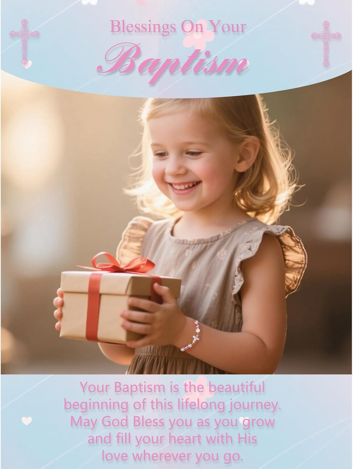 Adjustable Pink Pearl Cross Bracelet Baptism Confirmation First Communion Religious Gifts for Girls, Daughter, Granddaughter, Niece - Image 4