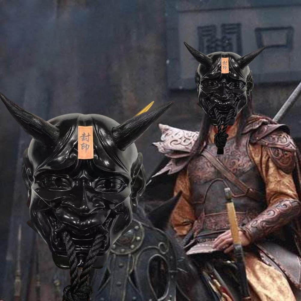 Samurai Oni Mask, Resin Cosplay Mask Japanese Anime Horror Demon Ghost Face Mask for Props Party Cosplay Halloween