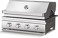 Electactic Premium Built-In 4-Burner Propane Gas Grill: 304 Stainless Steel, 32,000 BTU, 516 Sq In Cooking Area