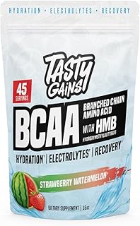 TASTY GAINS - Amino Acids Supplement - BCAA Powder, Amino Energy Powder, Essential Energy with Electrolytes, Essential BCAA & EAA with HMB - 45 Servings, Strawberry Watermelon