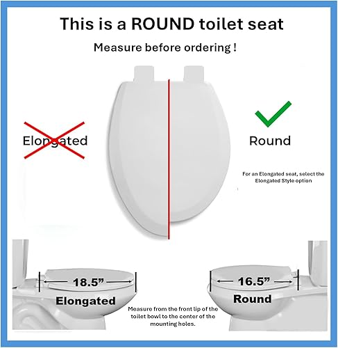 Miniatura 2 de 5Q1R2-17CH - Asiento de inodoro de diseño tradicional de roble macizo con bisagras de metal sólido, redondo, roble natural con cromo