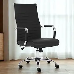 Cadeira de Escritório Presidente Giratória Encosto Alto Duoffice DU510 Prestige, Base Cromada com Rodízios