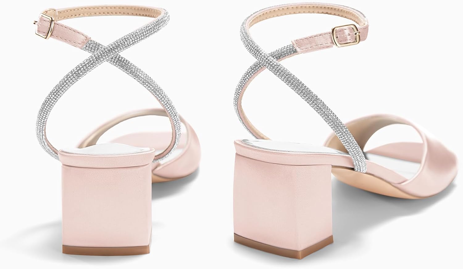 Coutgo Women's Chunky Low Heels Square Toe Sandals