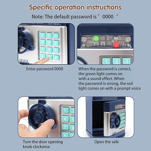 Miniatura 6 de Alcancía de cajero automático para niños y niñas, mini cajero automático caja de ahorro de dinero con contraseña, tarro de dinero seguro para niños