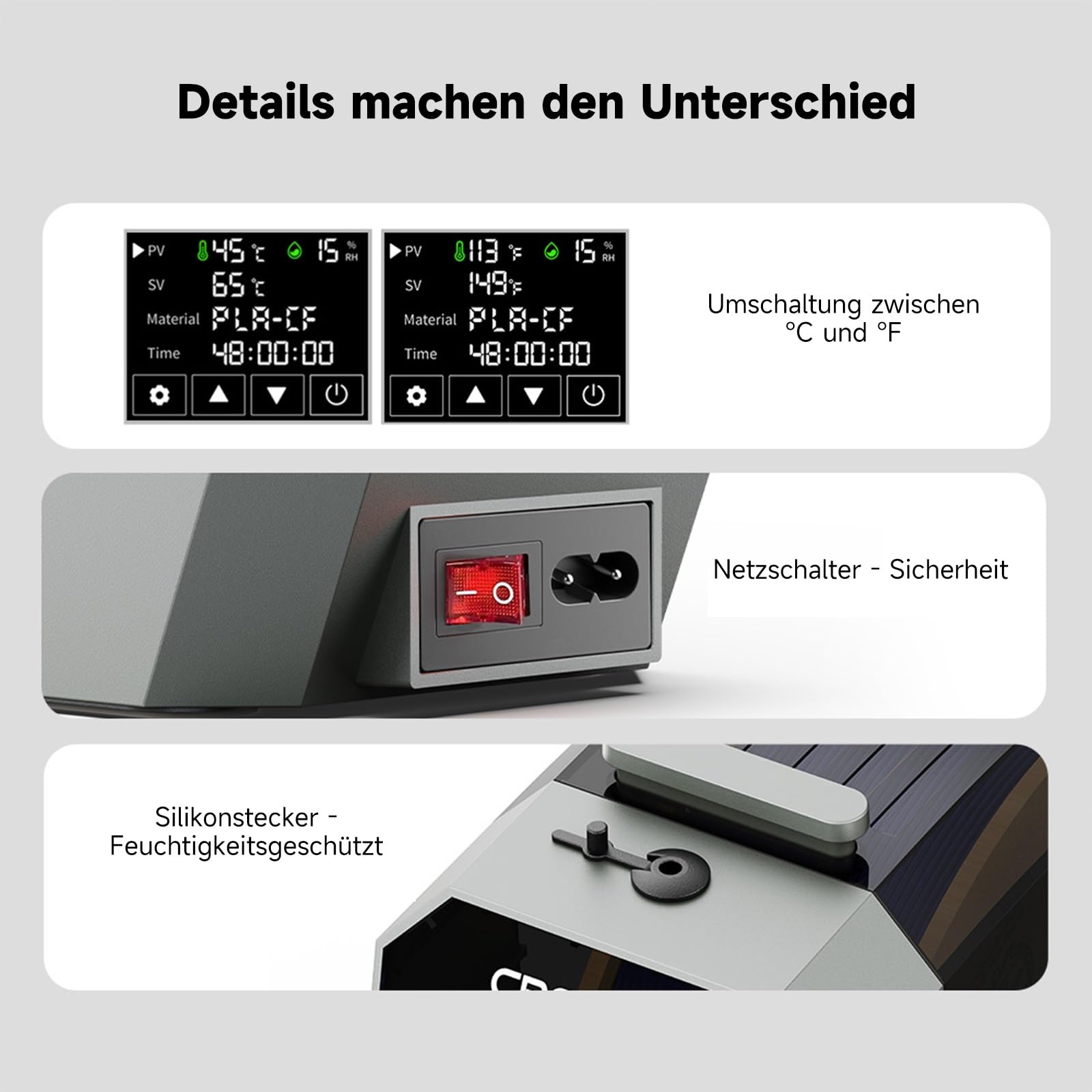 Creality Offizieller Space PI Filament Trockner, 3D Drucker Filament Dryer Box mit 360° Heizung, Upgraded Filament Dehydrator Storage Box, Filament Trockenbox Support PLA ABS PETG TPU 1.75/2.85mm