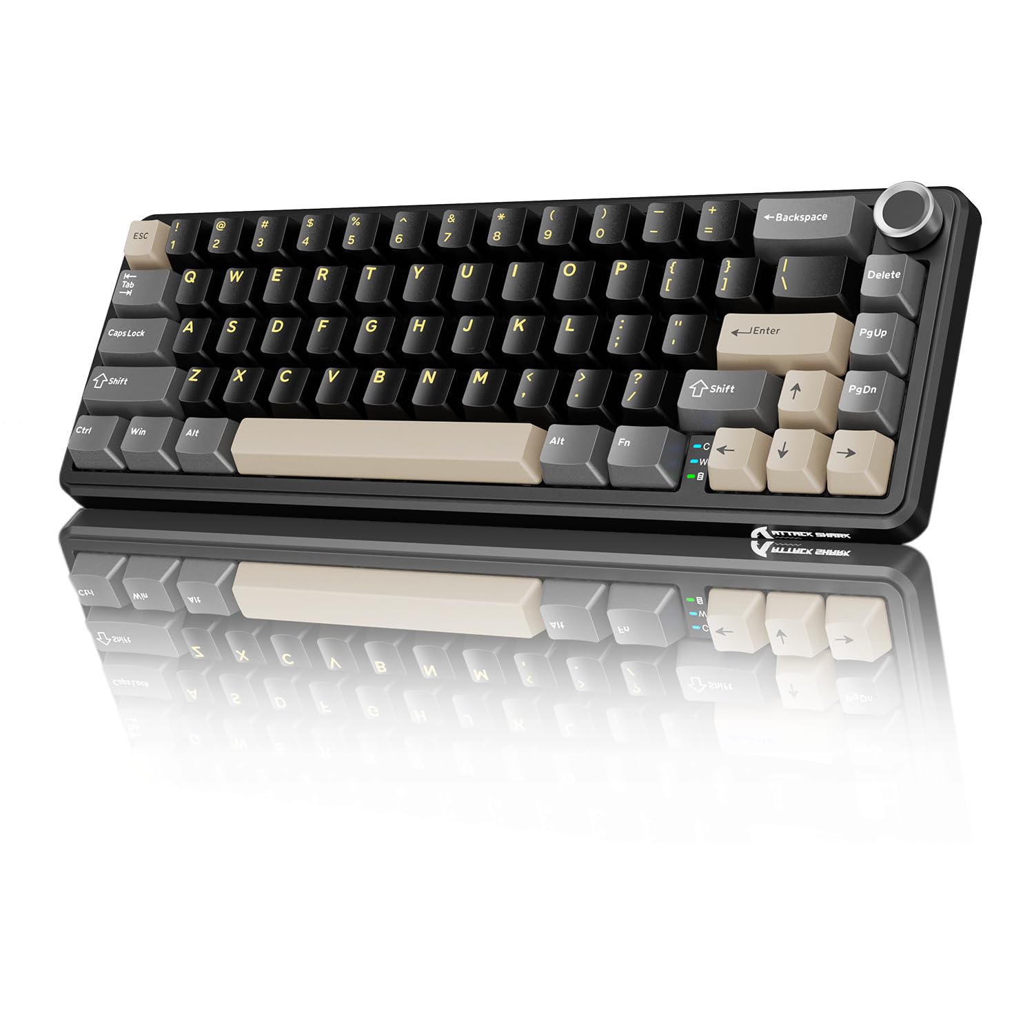 MAMBASNAKE X Attack Shark X66 65% Wireless Mechanical Keyboard with Knob, RGB Gaming Keyboard with Hot Swappable 60%, BT/2.4G/USB-C, Linear Switch, PBT-Starry Black Key