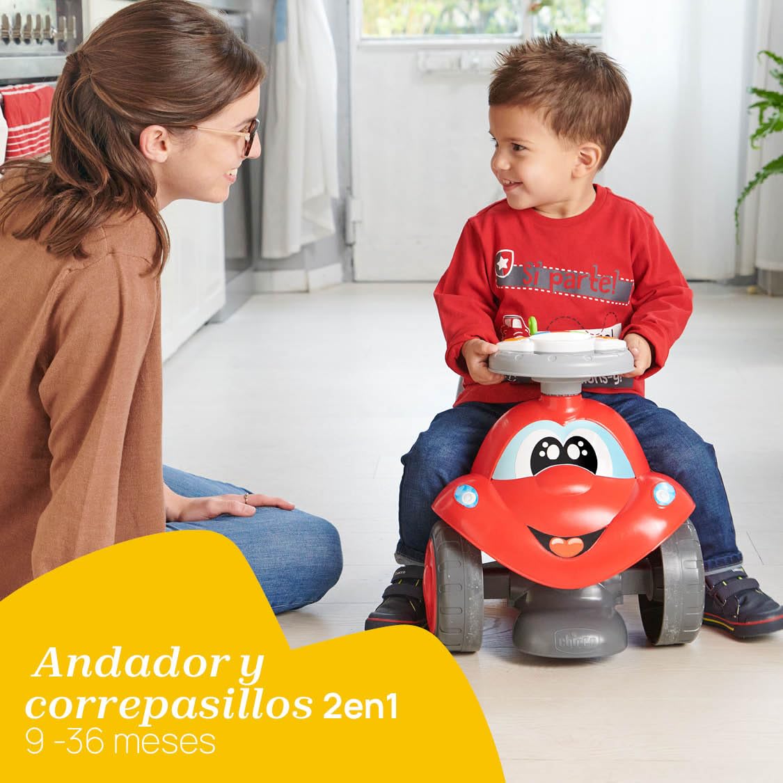 Chicco Andador Correpasillos 2 en 1 Billy El Caminón, Interactivo con Sonidos y Luces, Andador Bebé Primeros Pasos, Juguetes Bebés y Niños De 9 Meses a 3 Años, Amarillo