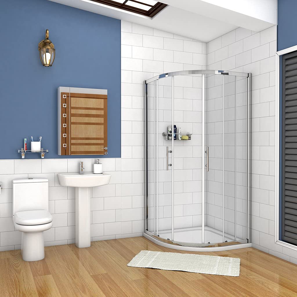 H.185cm Box Doccia Semicircolare 80x80cm Scorrevole Vetro 5mm