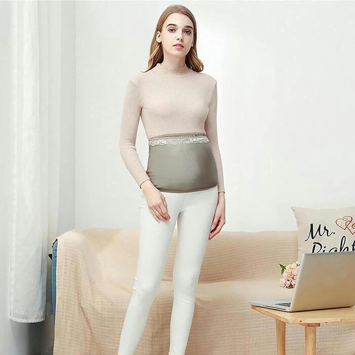 LNNNW Faraday Cloth Radiation Protection Maternity Abdominal Bandage, Electromagnetic Shielding Silver Fibre Abdominal Apron for DIY Projects(Grey,L)