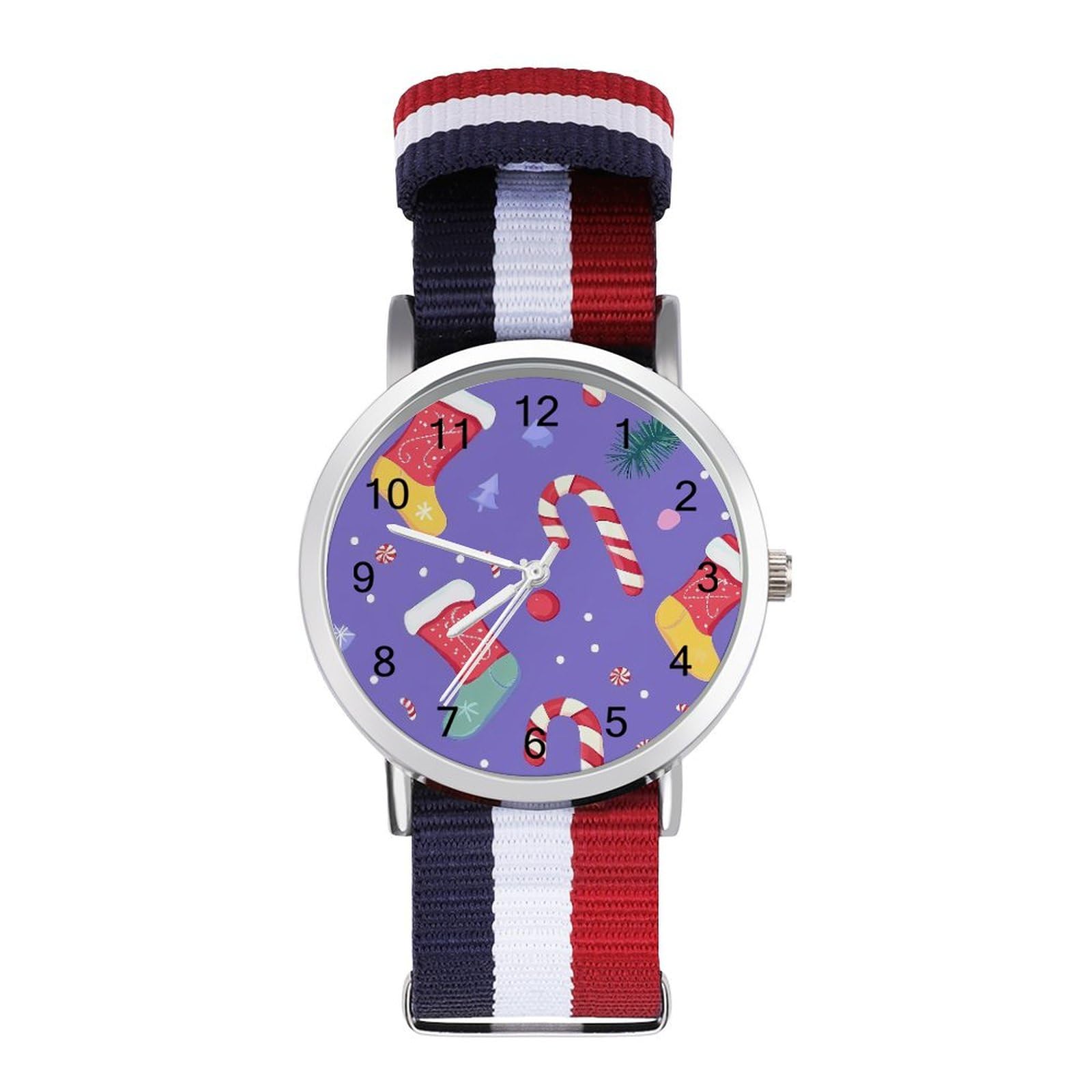 Christmas Socks and Candy Canes Funny Wrist Watches for Men Women Fashion Graphic Watch for Work Workout