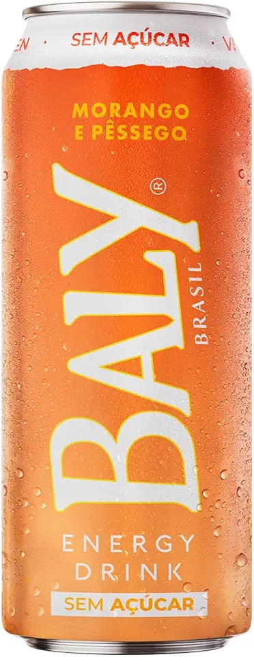 Energético Morango e Pêssego sem açúcar 473ml Lata Baly