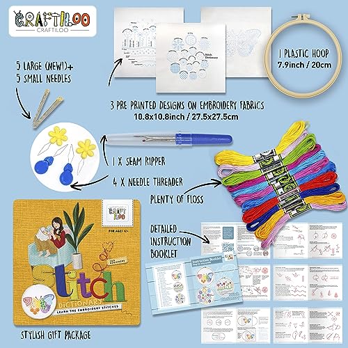 Image of CRAFTILOO Embroidery Kit for Beginners Cross Stitch Kits for Beginners Needlepoint Kits for Adults Embroidery Kits Butterfly