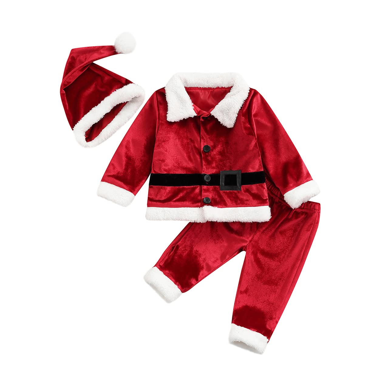 Infant Toddler Baby Girl Boy Christmas Costume Set Kids Xmas Santa Claus Cosplay Clothes Dress Top Pants Trouser