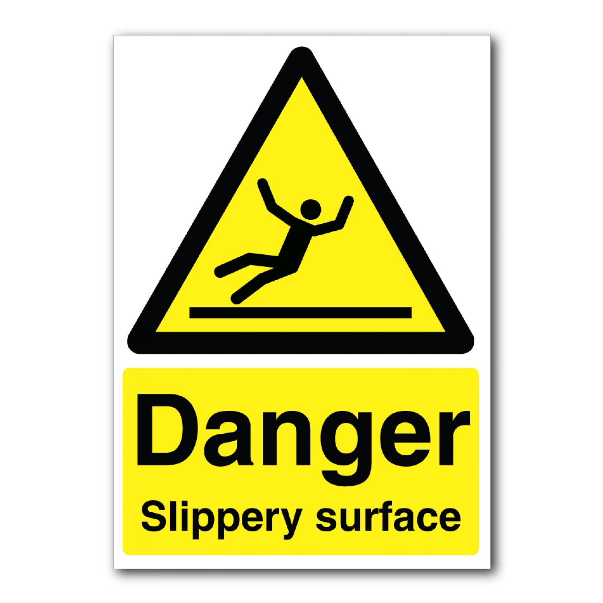 Danger Slippery Surface Sign, 12x8 Inch Metal Tin Sign, Anti-Slip Caution for Wet Floors, Ramps and Public Walkways