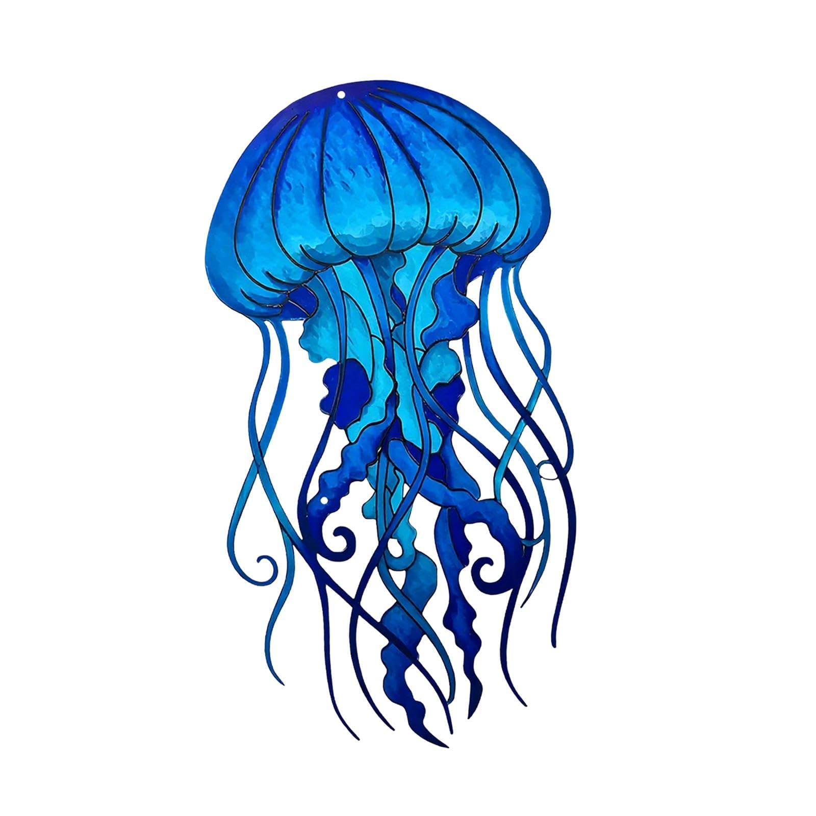 Metal Jellyfish Wall Decor Craft Beach Ocean Nautical Tropical Fish Wall Art-image-49