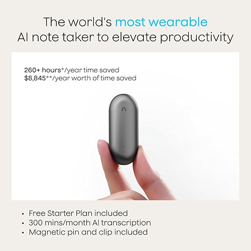 Miniatura 10 de Plaud Grabadora de voz NotePin, grabadora de voz AI, control de aplicaciones, tomador de notas AI, transcribe y resumen AI, compatible con 112 Gris