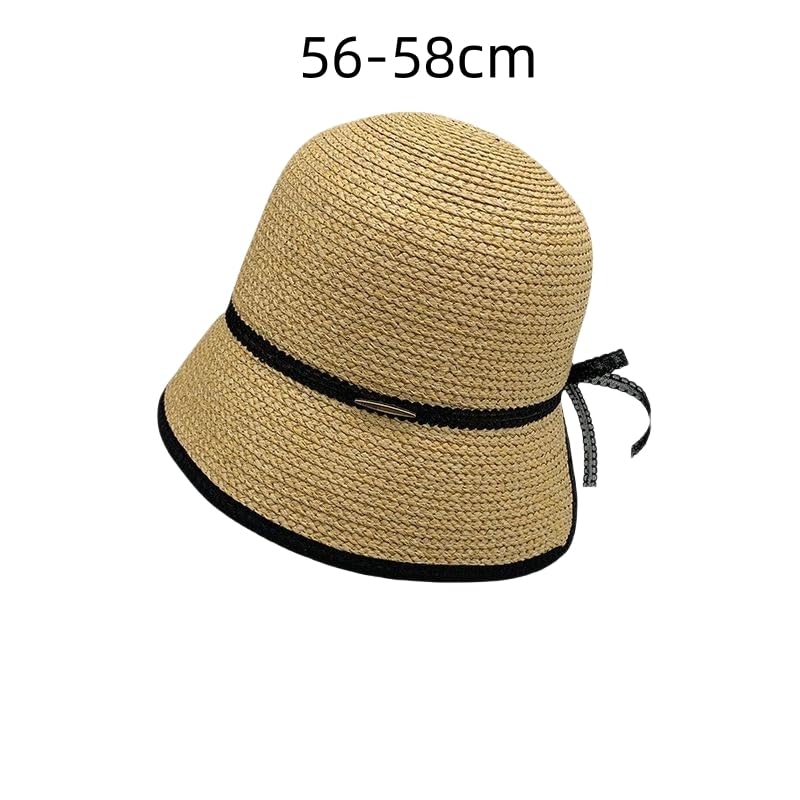 Sombrero de Verano Ajustable para Mujer,de Paja,de ala Ancha,Transpirable y Moderno,con Lazo de Encaje,Ideal para Playa,Exteriores,Vacaciones y Viajes