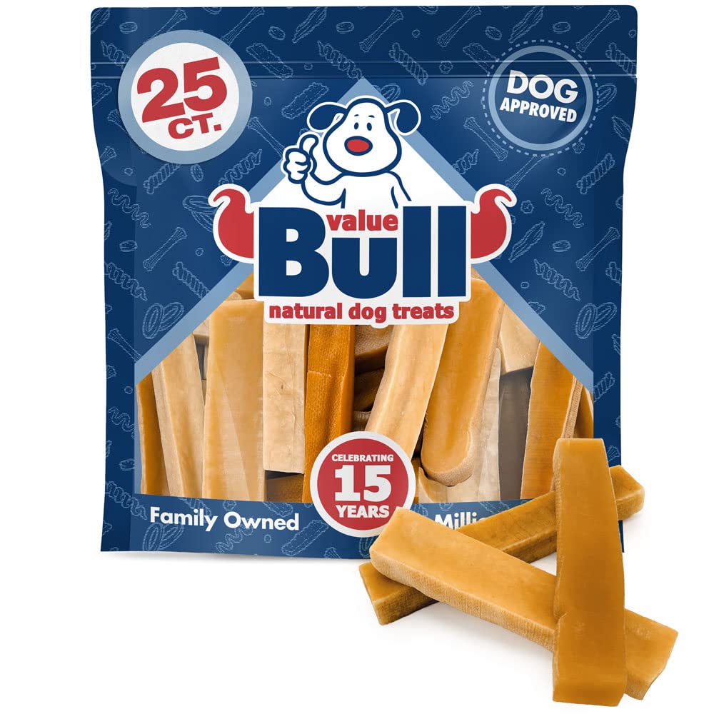 ValueBull Himalayan Yak Cheese Dog Chews, Medium, 25 ct Bulk Pack - Long Lasting for Aggressive Chewers, All Natural, Healthy & Safe, Low Odor Nepal Yak Milk Chews