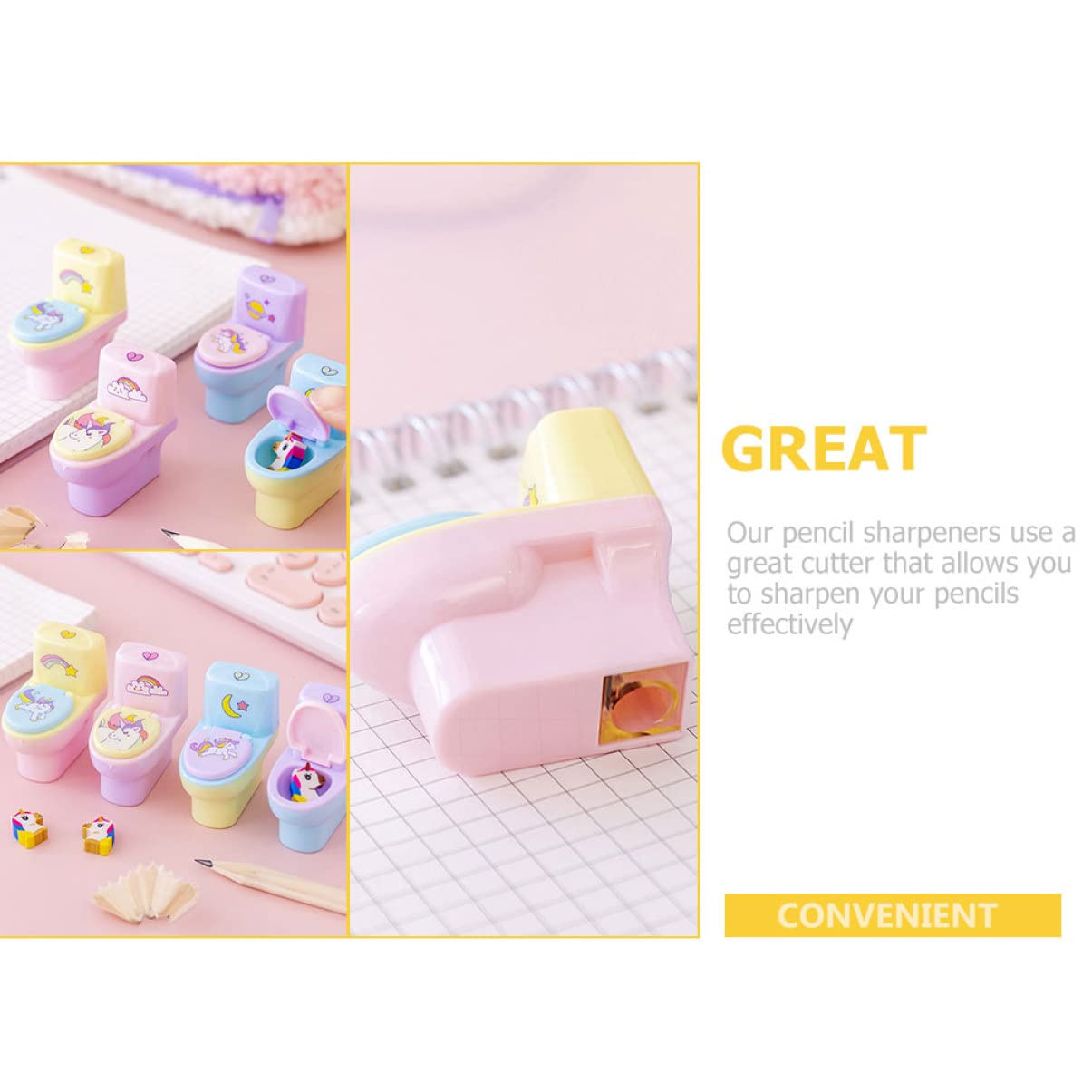 SHINEOFI 4 Sätze Briefpapier Stationery Cute Pencil Sharpener Bleistift Anspitzer Tragbarer Kinderspitzer Entzückender Kinderspitzer Plastik 12 Stück * 4