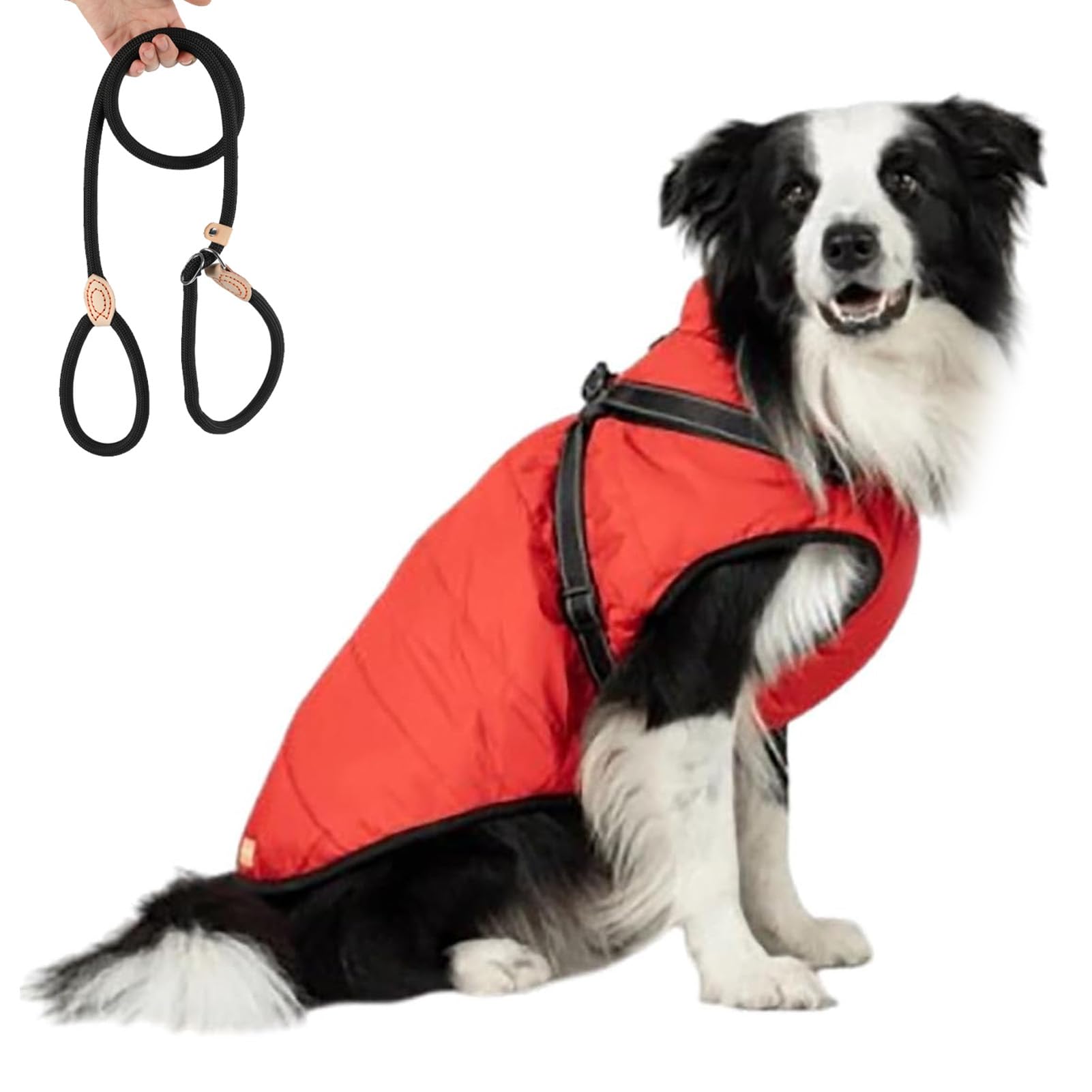 Furry King Dog Winter Coat, Furry Jacket for Dogs, Furry King Dog Jacket, Furry Dog Jacket with Harness, Dog Jacket for Small Medium Large Dogs (Red,2XL)