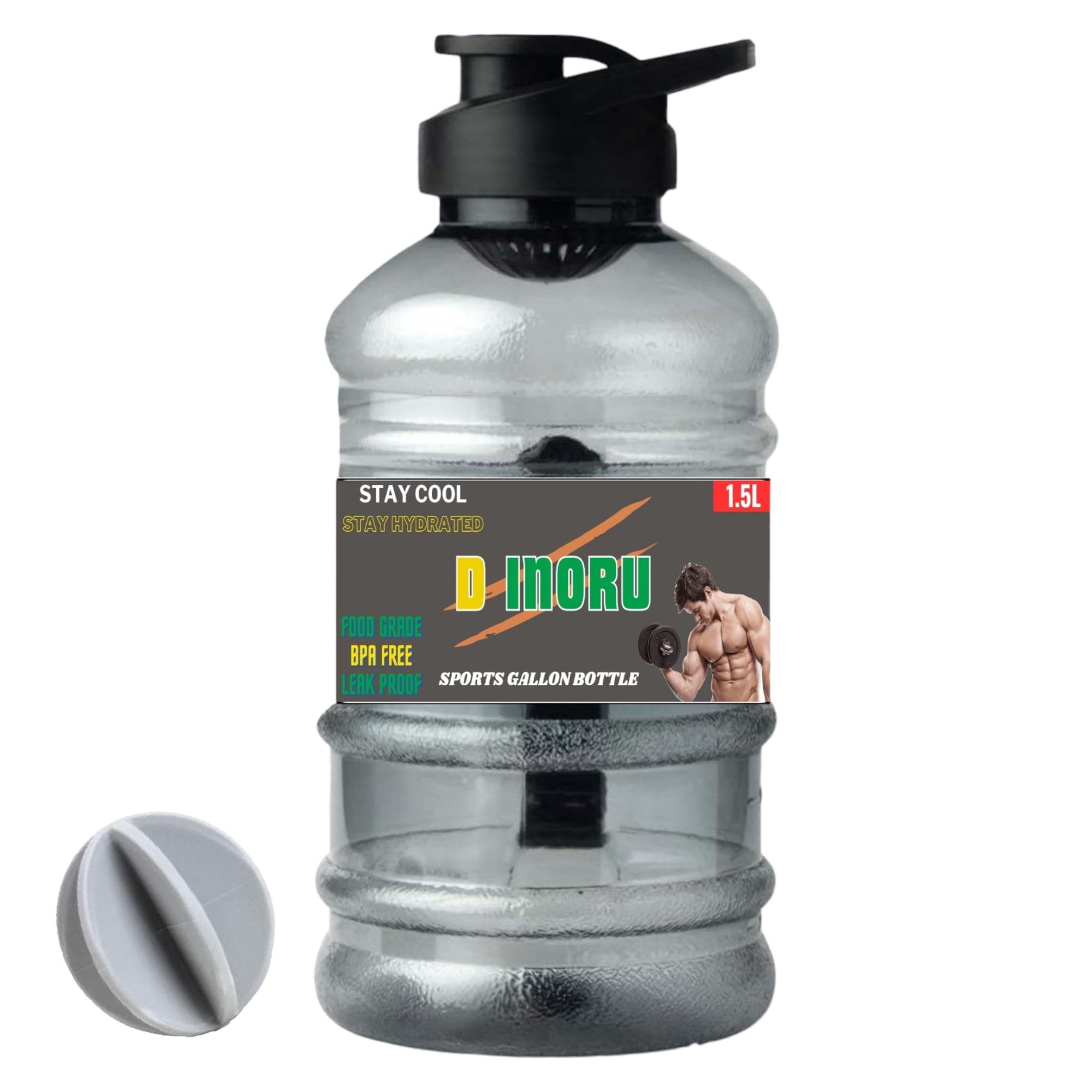 D Inoru™ Pro-Series Gym, Sports, Workout - Protein Shaker Gallon Water Bottle with Ball 1500 ml Shaker (Pack of 1, Plastic) (Black) (B0CPXQH3FG) Amazon Price History, Amazon Price Tracker