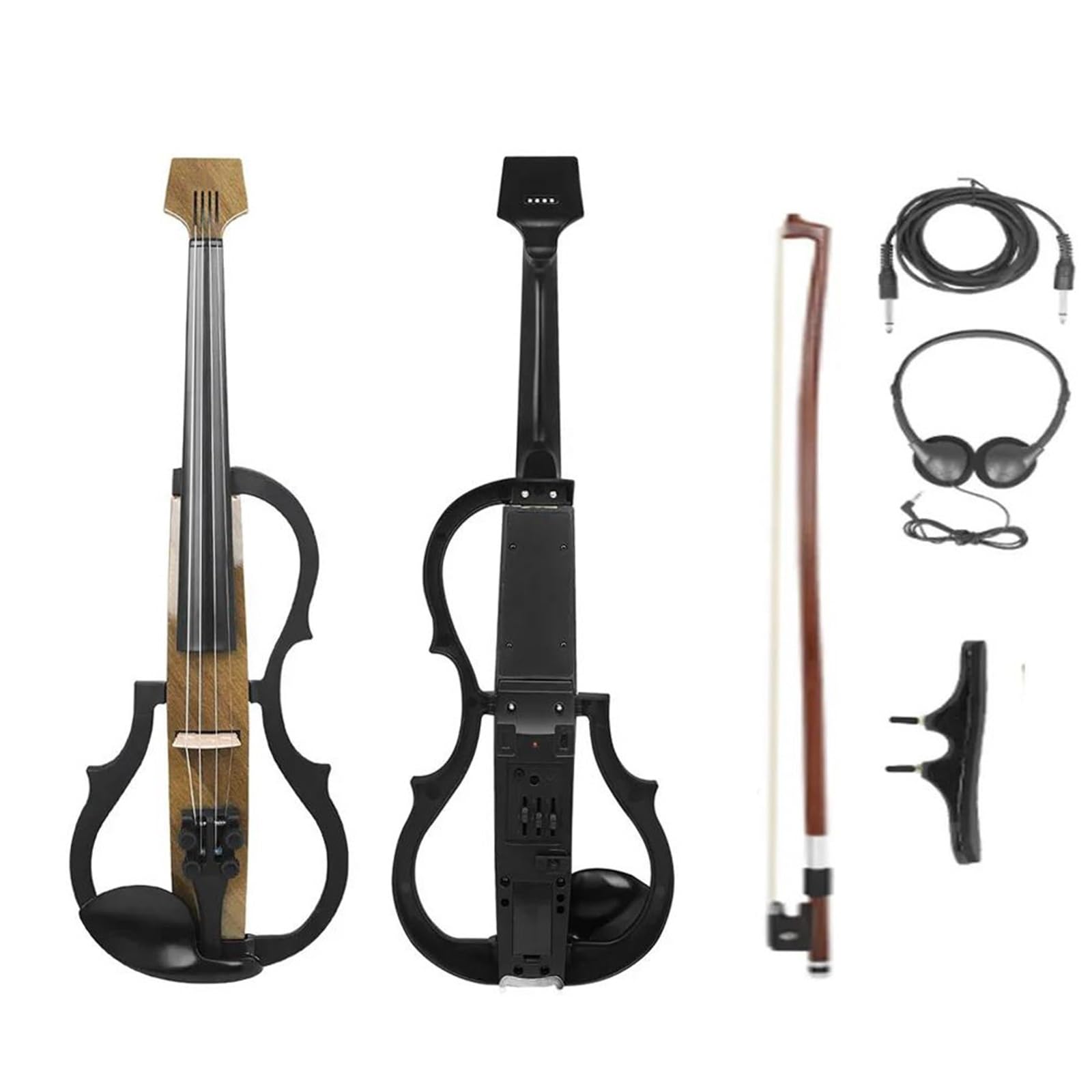 Violino Elettroacustico 4/4 Con Venature Del Legno Auricolari Silenziosi Per Elettroacustico Che Collegano Il Set Per Principianti Di (Violin)
