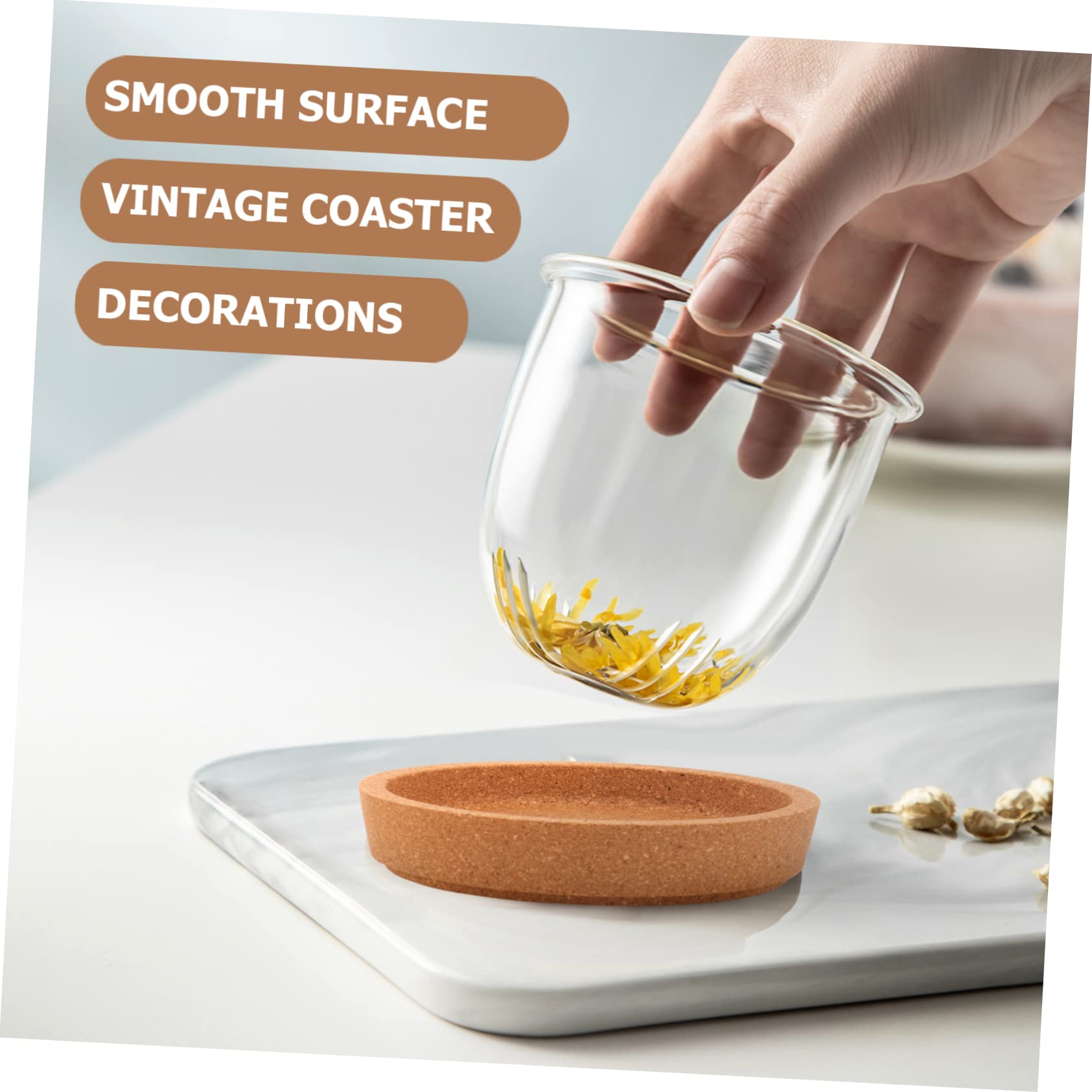 Amosfun Bouchon Plat Liege 15 Pièces Dessous De Tasse Home Decor sous-Verres Sets De Table en Liège Dessous De Verre Simples Dessous De Verre Rond Boisson en Bois Tapis De