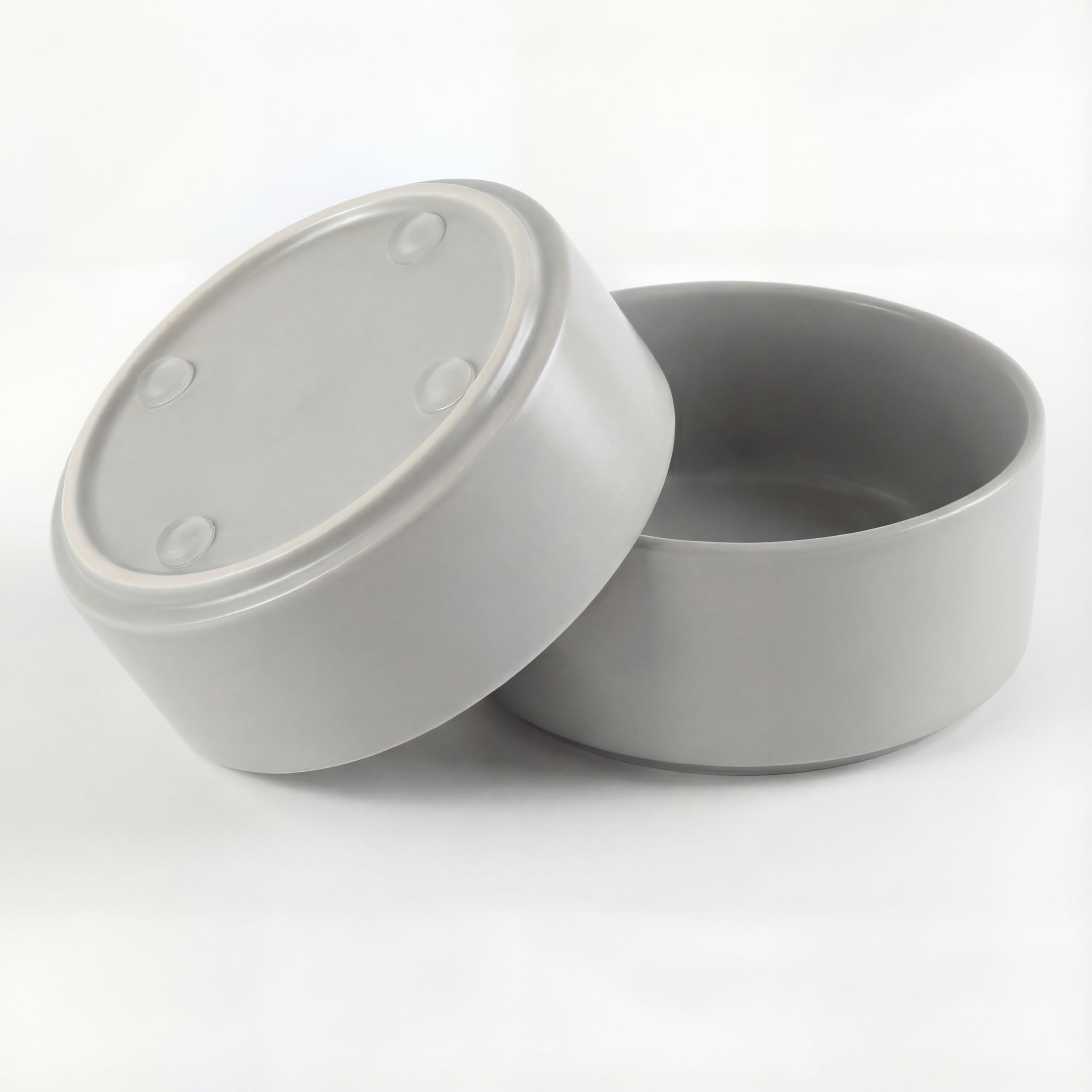 Ceramic Dog Bowl for Food and Water - Pet Feeder Bowl for Small Dogs and Cats - Heavy Ceramic Feeding Dish with Non Slip Base - Dishwasher & Microwave Safe - Set of 2 Bowls - 5Inch/1.4 Cups - Gray