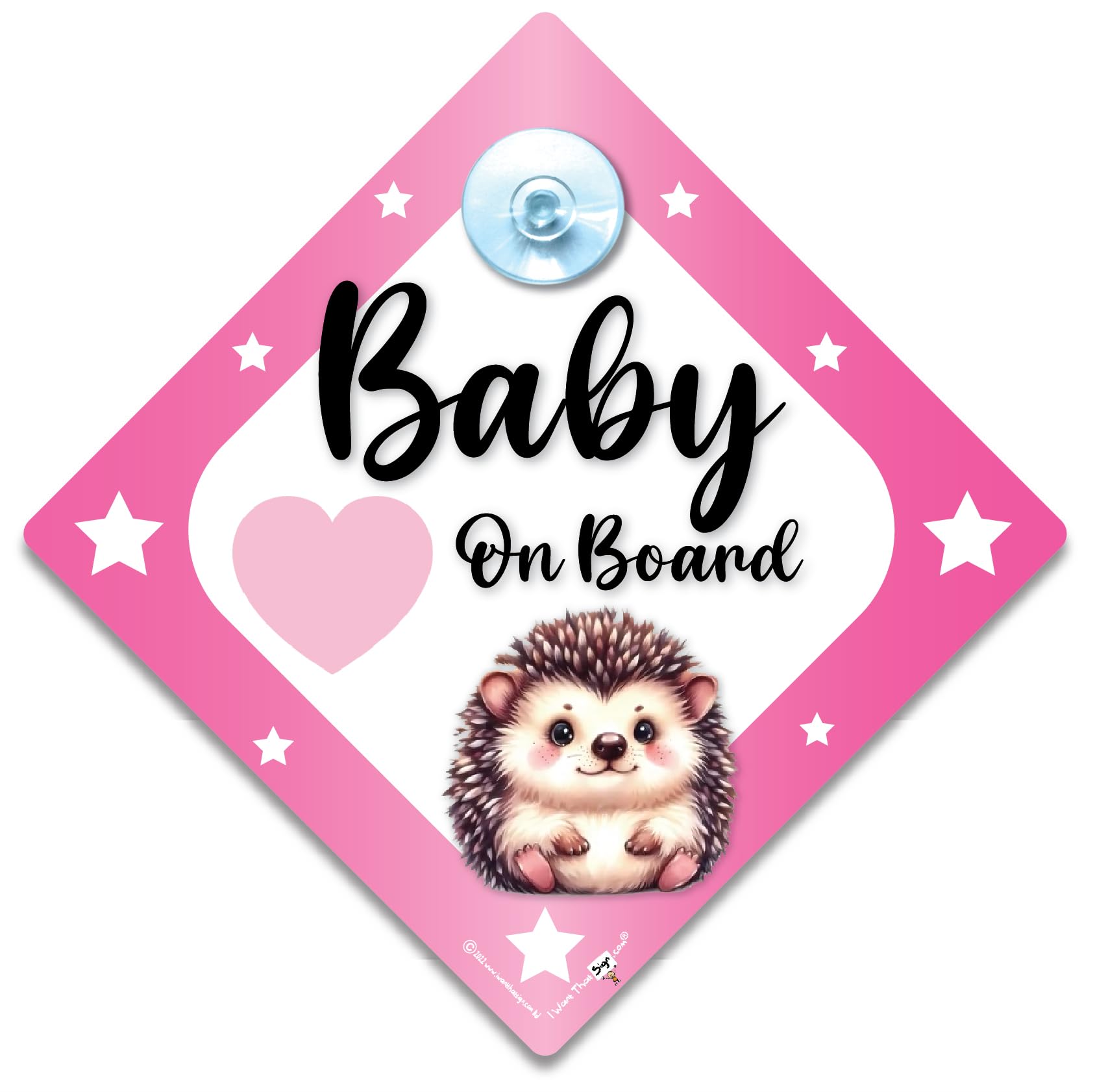 Hedgehog Baby on Board Sign, Baby Car Sign, Child in Car Sign, Advises that you have children in your car and deter tailgaters, car window sign 14 x 14cm