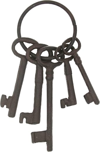 Hananona Vintage Cast Iron Skeleton Key Ring Antique Pirate Treasure Chest Keys Set For Home Decor, Halloween Costume Prop