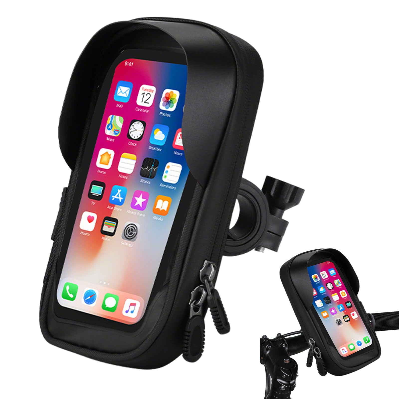 HhBdy Bike Phone Holder Waterproof, 360° Rotatable Bicycle Phone Holder with Touch Screen, Handlebar Bag with Rain Cover Bicycle Accessories Portable Suitable for 4.5 to 6.4 Inch Smartphones