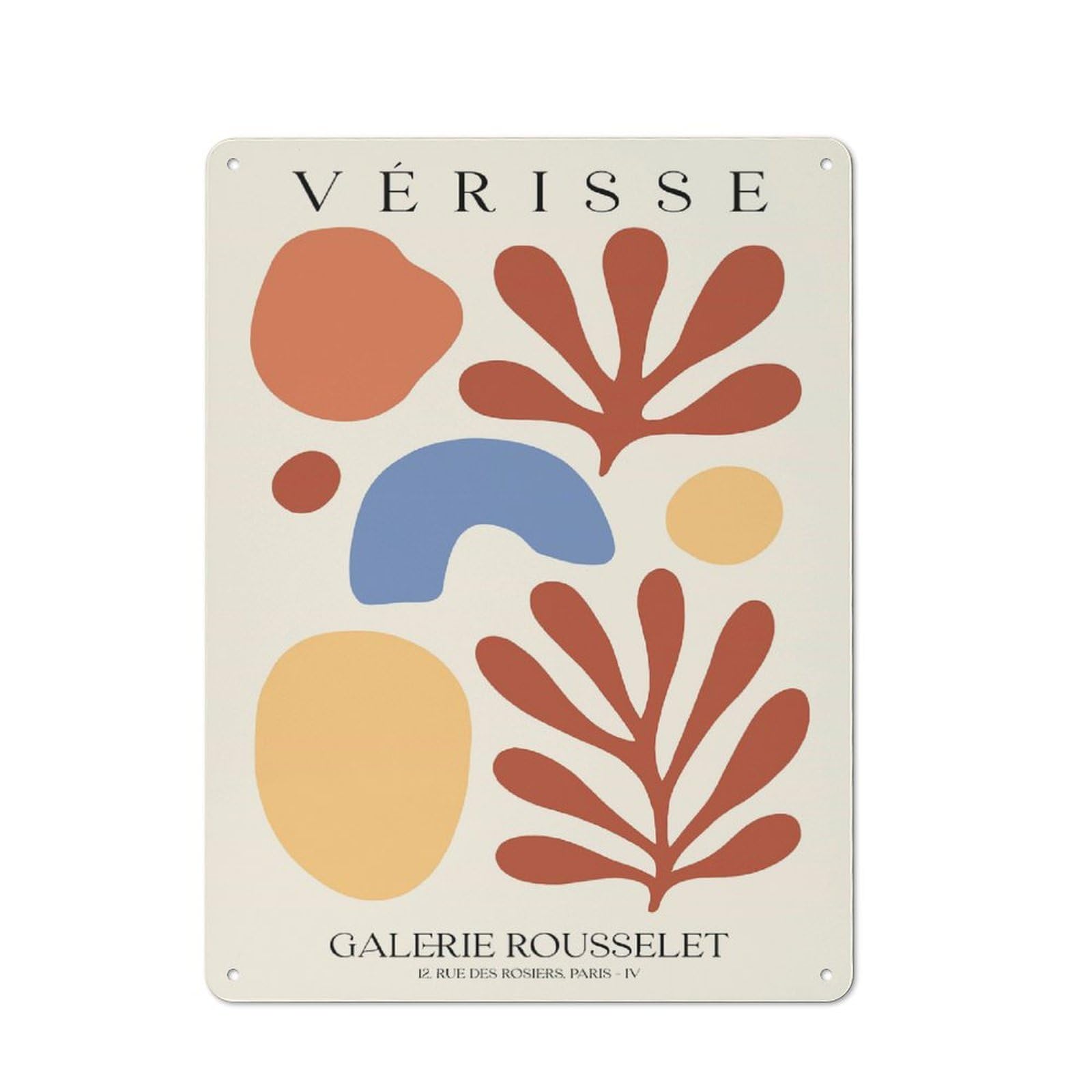 Junmoney Style-1 Tin Sign With Abstract Matisse-Style Floral Design 40X30cm, Understated Studio Wall Plaque For Hobby Room, Office, Lounge Or Living Room